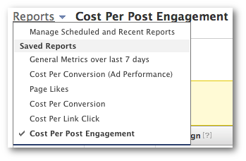 saved reports list 14 Facebook Marketing Goals for 2014