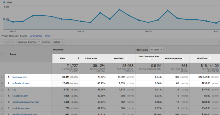 Google Analytics Facebook Conversion Referrals