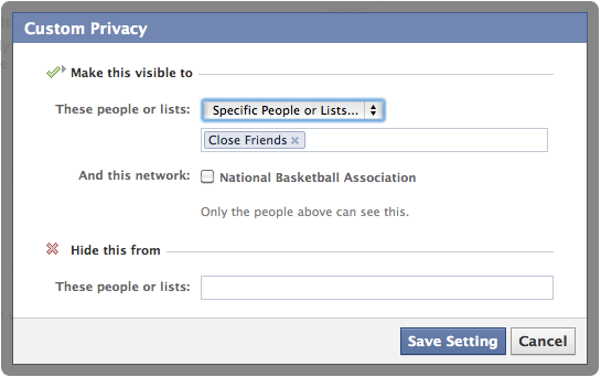 Default Facebook Privacy