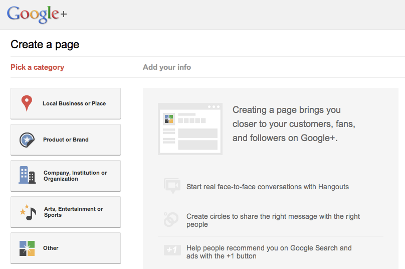 gplus1 Create Business Page on Google Plus