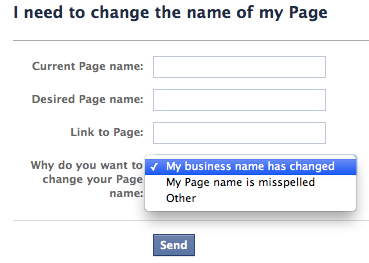 Change Facebook Page Name