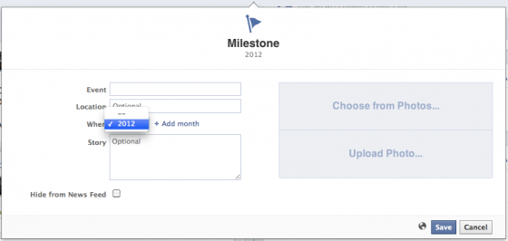 Can't Enter Facebook Milestone before 2012 Can't Enter Facebook Milestone before 2012