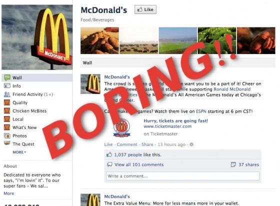 mcdonalds McDonald's Facebook Page Boring