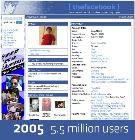 Facebook Design 2005