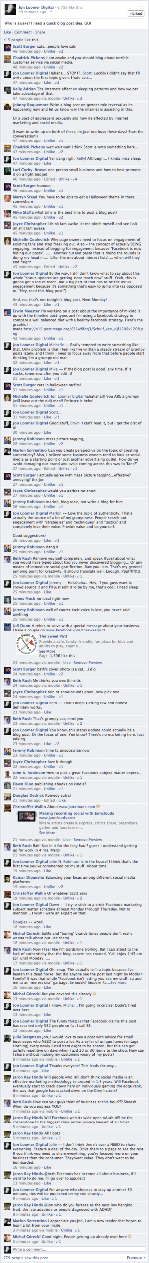 facebook marketing status update