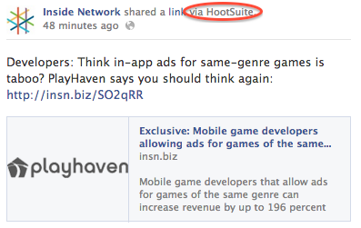 Hootsuite Facebook post attribution