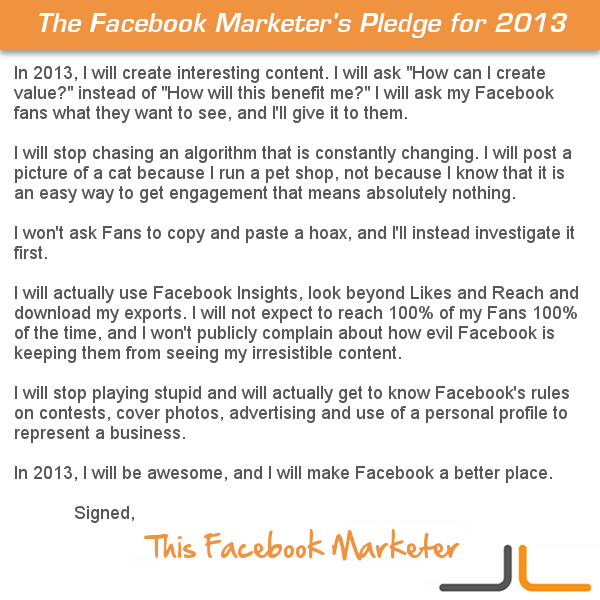 Facebook Marketer's Pledge 2013
