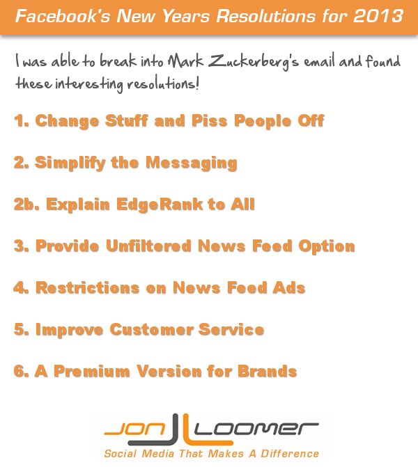 Facebook New Years Resolutions 2013