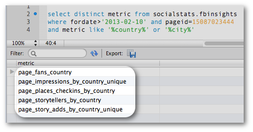 Page Level Facebook Insights Export Data