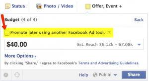 Promoting a Facebook Offer