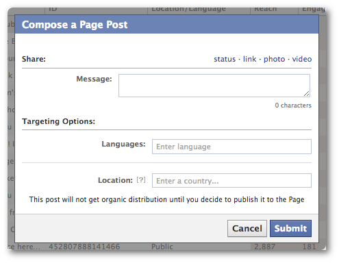 Compose Facebook Unpublished Post