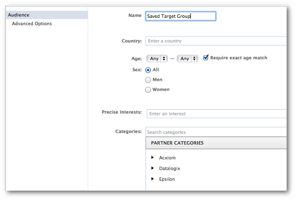 Create Saved Audience Facebook Power Editor
