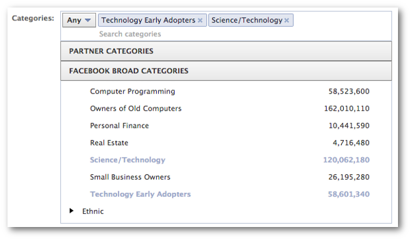 Facebook Broad Categories