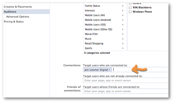 Facebook Power Editor Create Ad Connections