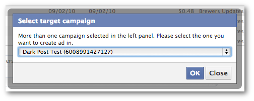 Facebook Power Editor Select Campaign