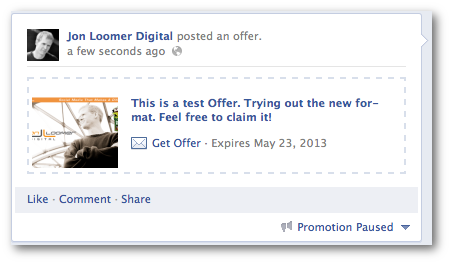 Facebook Offer Test