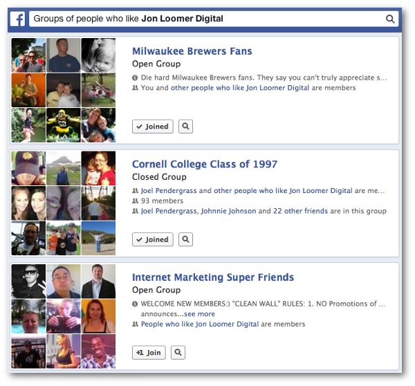 Facebook Graph Search Groups