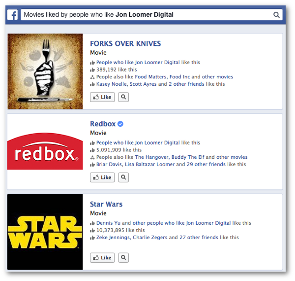 Facebook Graph Search Movies Liked
