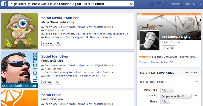 Facebook Graph Search Pages Liked By People Who Like