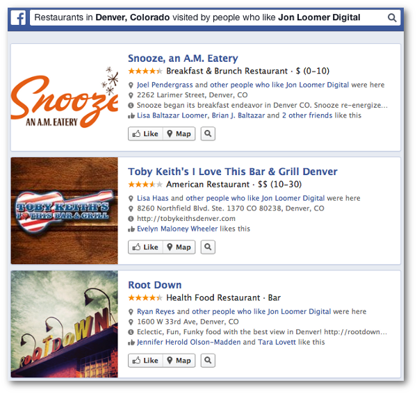 Facebook Graph Search Restaurants