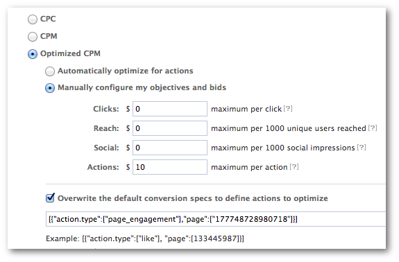 Facebook Power Editor Bidding