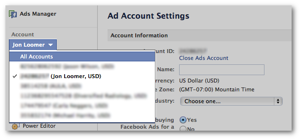 Facebook Ads Manager Ad Accounts