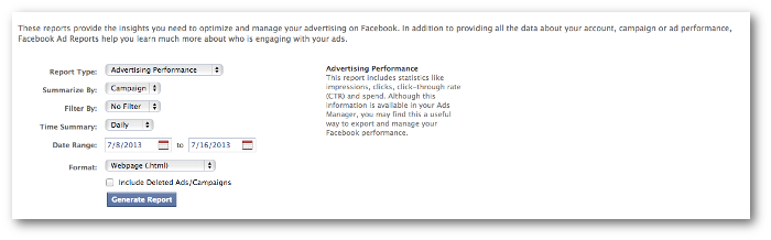 Facebook Ads Reporting Old