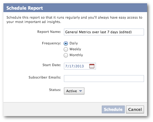 Facebook Ads Reporting Schedule Report