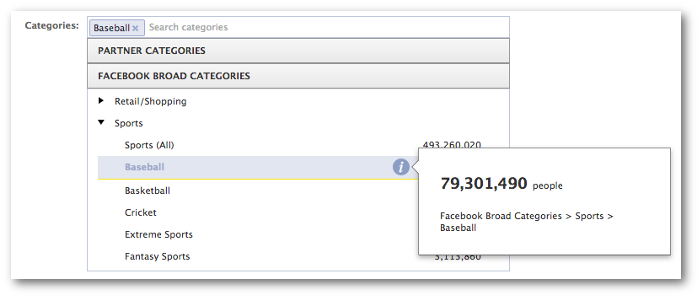 Facebook Broad Categories Baseball