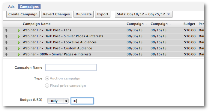 Facebook Power Editor Bulk Edit Campaigns