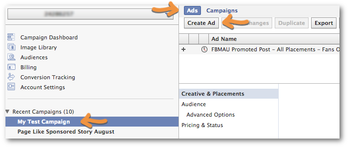 Facebook Power Editor Create Ad