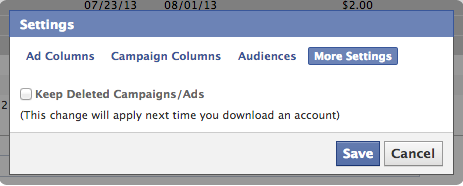Facebook Power Editor Deleted Campaigns