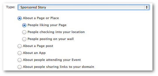 Facebook Power Editor Sponsored Story Options