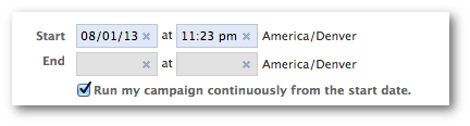 Facebook Power Editor Start End Dates