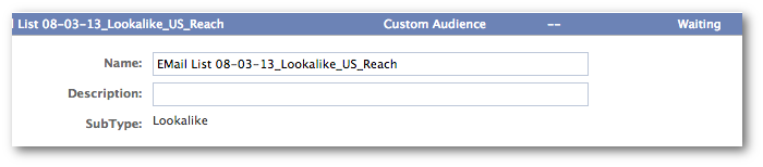 Facebook Power Editor Lookalike Audiences Waiting