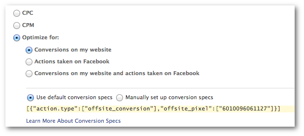 Facebook Power Editor Offsite Conversion Spec