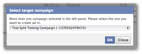 Facebook Power Editor Unpublished Post Select Campaign