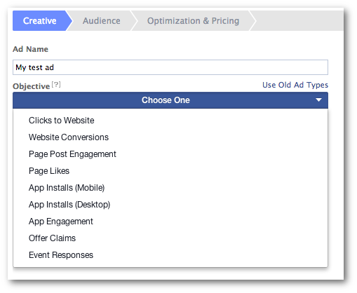 Facebook Ad Objectives Power Editor