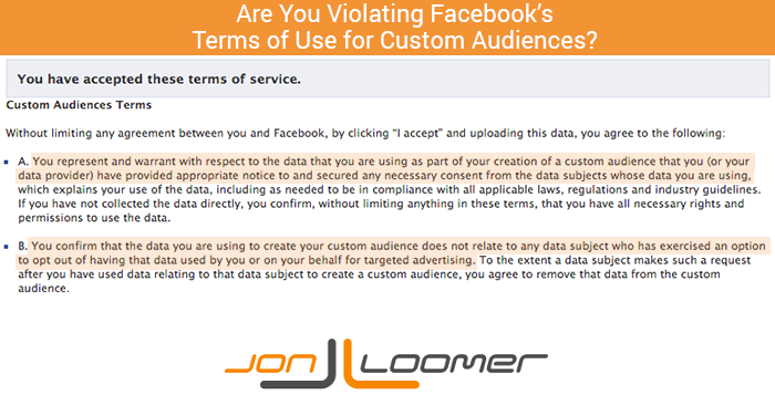 Facebook Custom Audiences Terms of Service