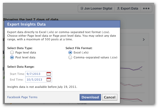 Facebook Insights Export