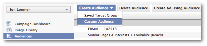 Facebook Power Editor Create Custom Audience