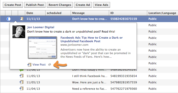 Dark Unpublished Facebook Post View Comments