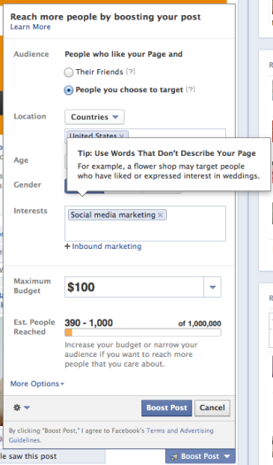 Facebook Boost Post Targeting