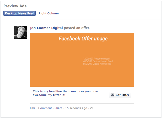 Facebook Power Editor Offer Preview