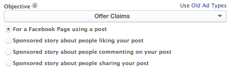 Facebook Power Editor Objective Offer Claim