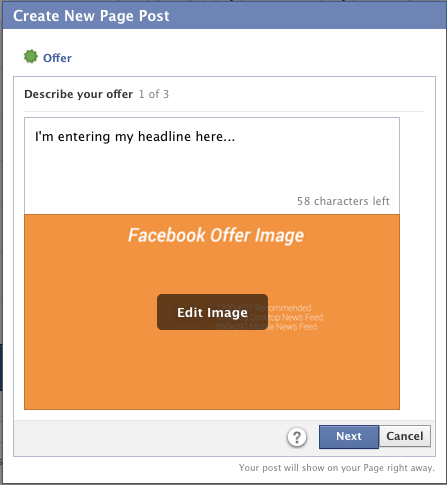 Facebook Self-Serve Ad Tool Objectives Create Offer Step 1