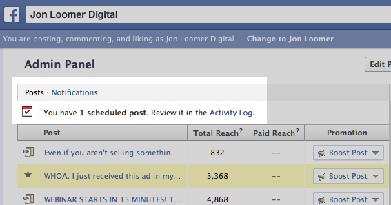 Facebook Scheduled Notifications