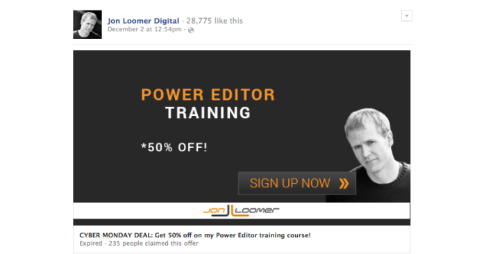 Cyber Monday Facebook Offer