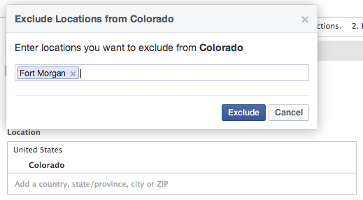 Facebook Location Exclusion Targeting