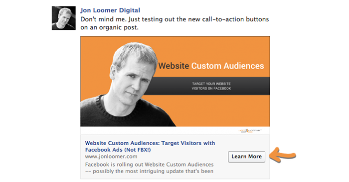 Facebook Page Post Call-to-Action Button